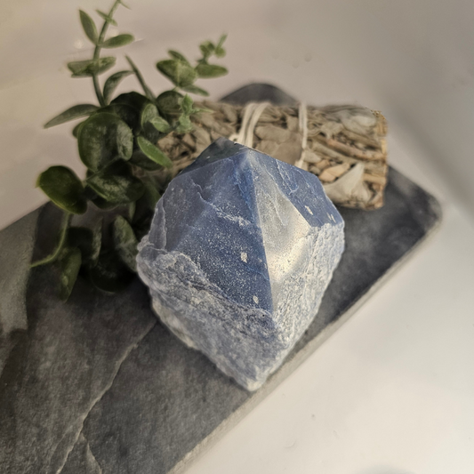 Blauwe quartz punt